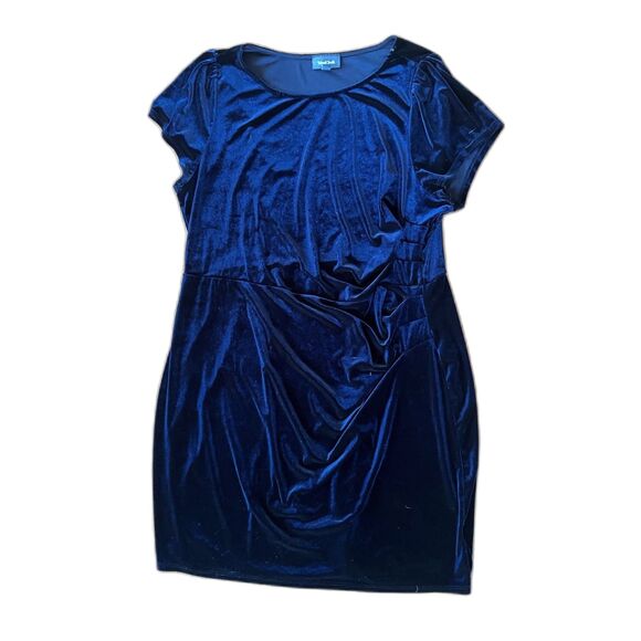 Modcloth Blue Velvet Side Rusched Mini Dress   Women's Plus Size 3X - Picture 3 of 8